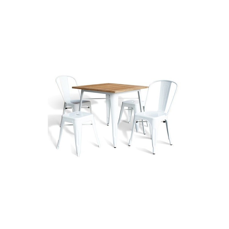 Mesa TOL:Mesa TOL, acero, blanca, madera, 80x80...
