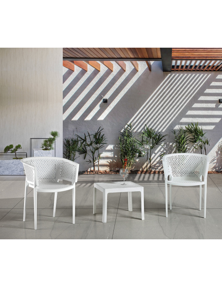 Sillón BILL, apilable,  polipropileno blanco*