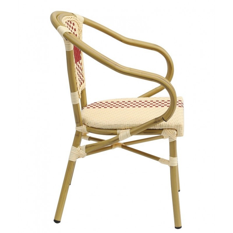 Sillón GARNIER, apilable, aluminio, ratán beige...