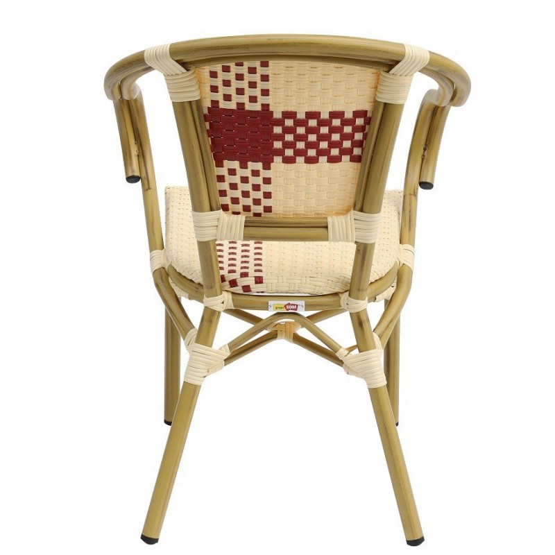 Sillón GARNIER, apilable, aluminio, ratán beige...