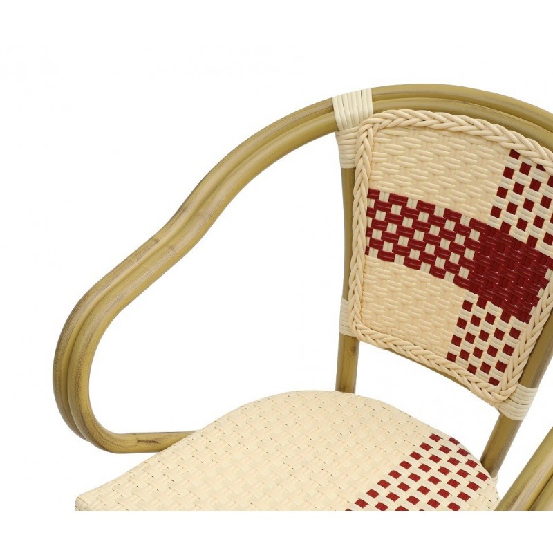 Sillón GARNIER, apilable, aluminio, ratán beige...