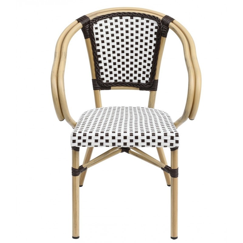 Sillón PARIS, apilable, aluminio, ratán blanco...