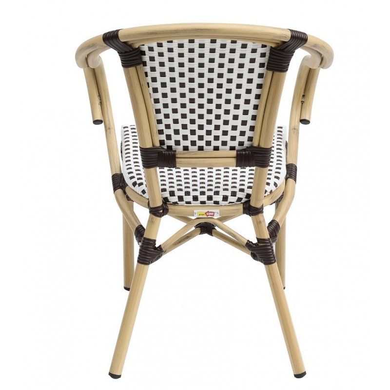 Sillón PARIS, apilable, aluminio, ratán blanco...