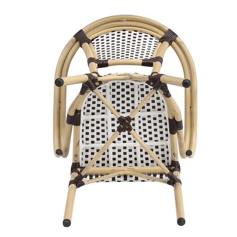 Sillón PARIS, apilable, aluminio, ratán blanco...