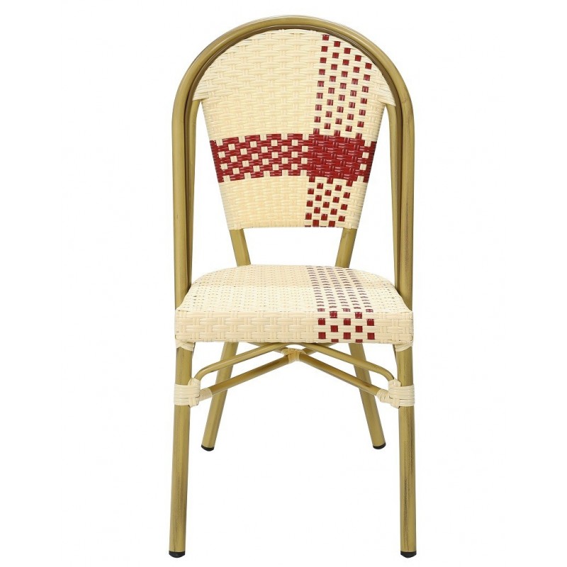 Silla GARNIER, apilable, aluminio, ratán beige...
