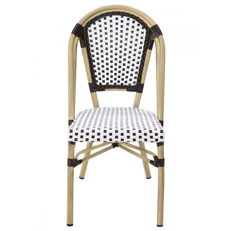 Silla PARIS, apilable, aluminio, ratán blanco y...