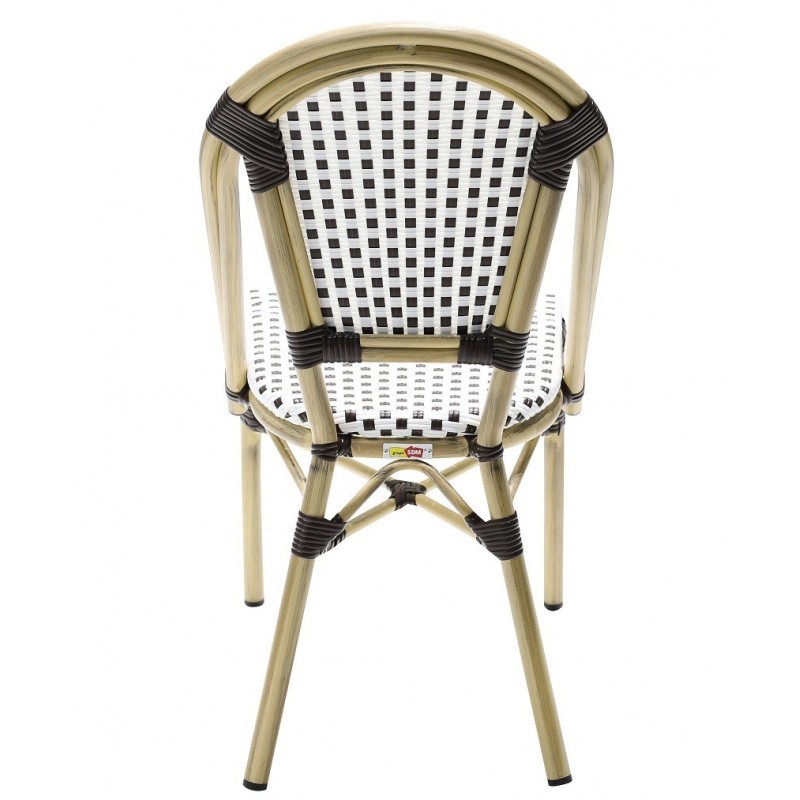 Silla PARIS, apilable, aluminio, ratán blanco y...