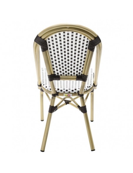 Silla PARIS, apilable, aluminio, ratán blanco y marrón