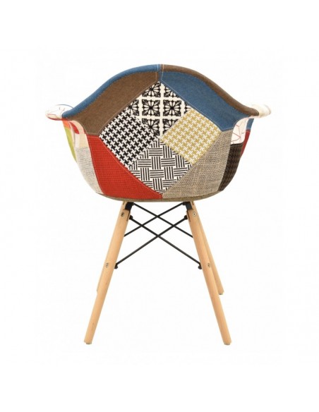 Sillón TOWER, madera, tejido patchwork color