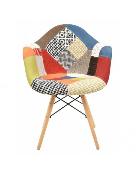 Sillón TOWER, madera, tejido patchwork color