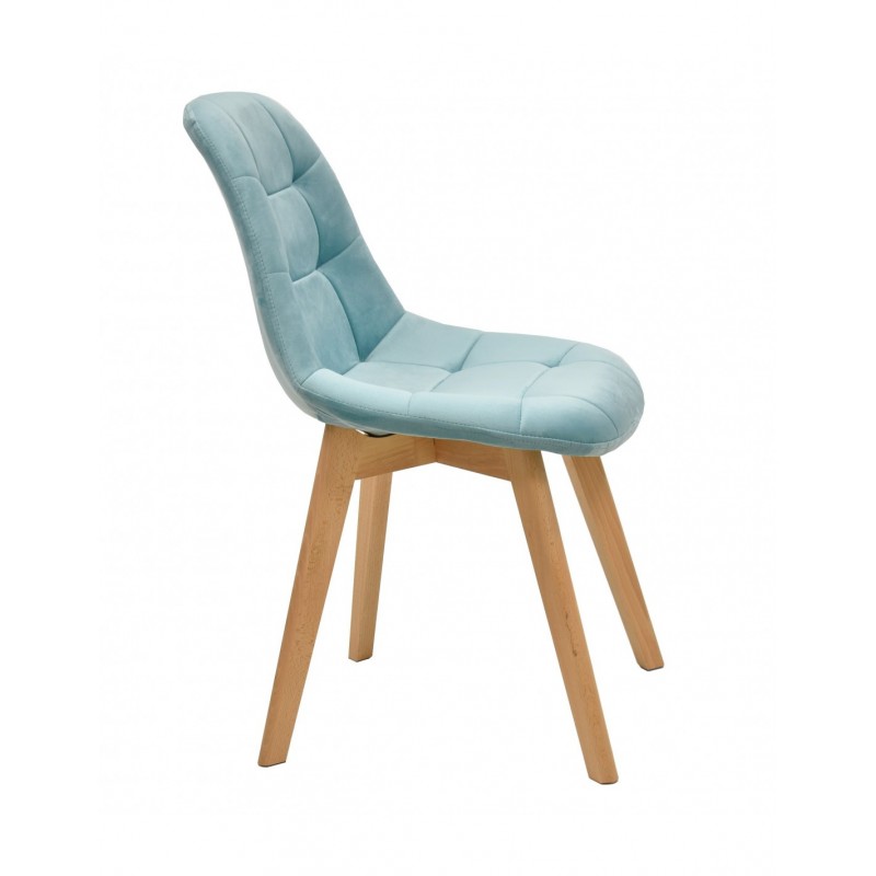 Silla LORENA, madera, tapizada velvet verde agua