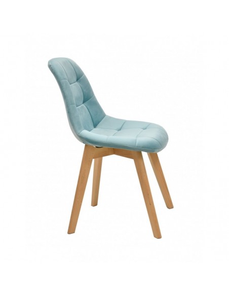 Silla LORENA, madera, tapizada velvet verde agua