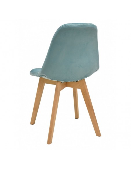 Silla LORENA, madera, tapizada velvet verde agua