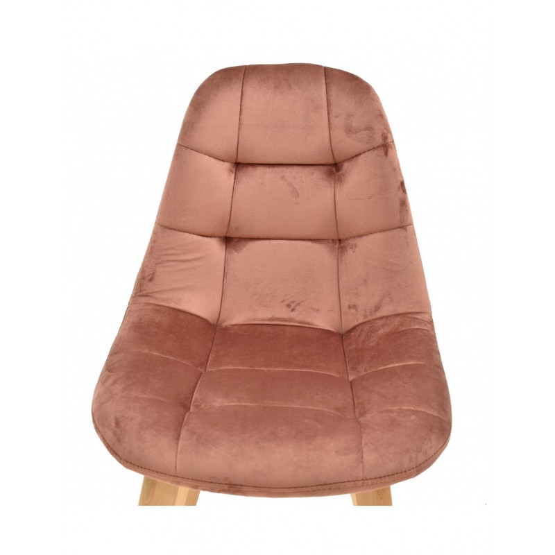 Silla LORENA, madera, tapizada velvet rosa coral