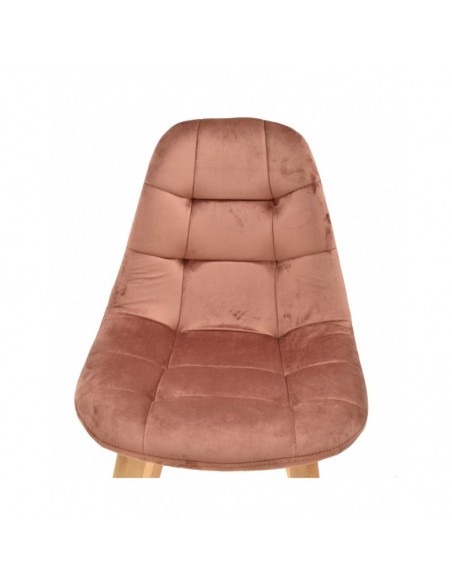 Silla LORENA, madera, tapizada velvet rosa coral