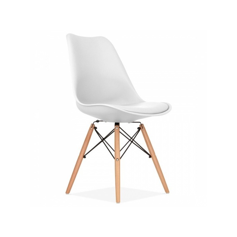 Silla TORRE NEW, madera, blanca, cojin blanco