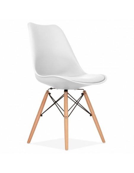 Silla TORRE NEW, madera, blanca, cojin blanco