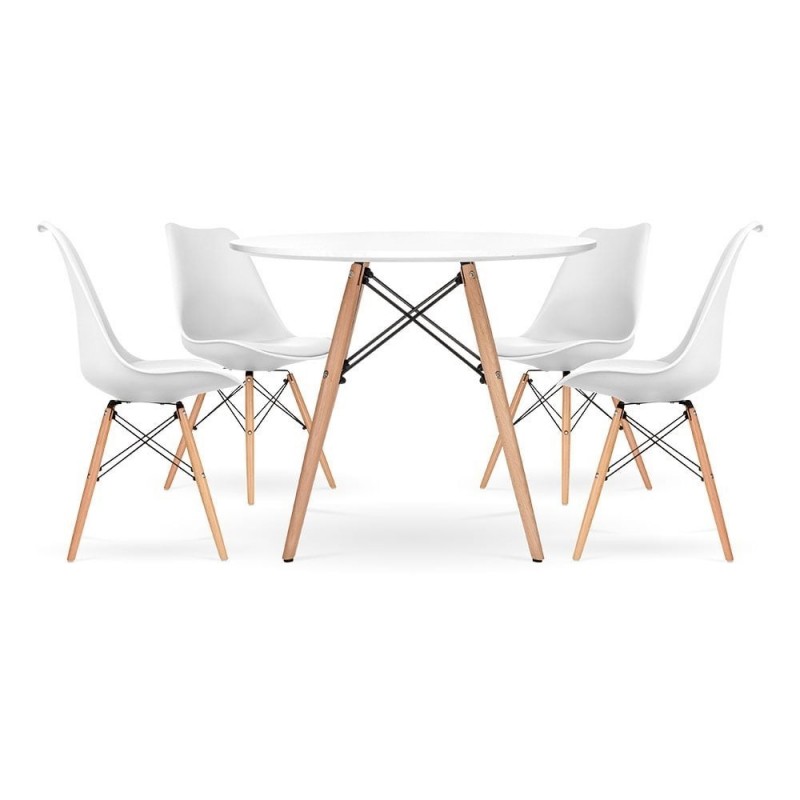 Silla TORRE NEW, madera, blanca, cojin blanco