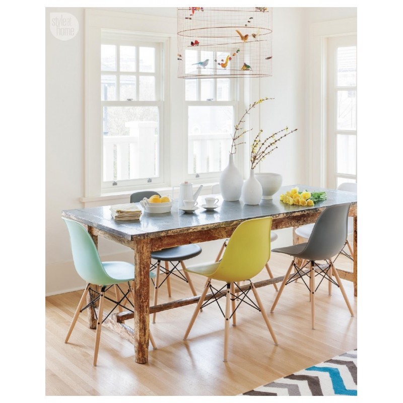 Silla TOWER PP, madera, polipropileno amarillo