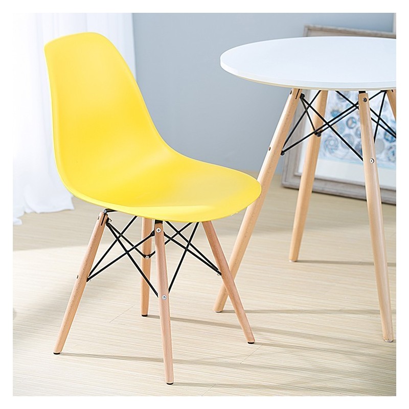 Silla TOWER PP, madera, polipropileno amarillo