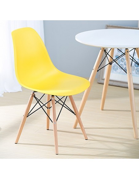 Silla TOWER PP, madera, polipropileno amarillo