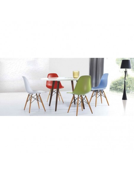 Silla TOWER PP, madera, polipropileno azul