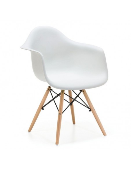 Sillón TOWER PP (H), madera, polipropileno blanco