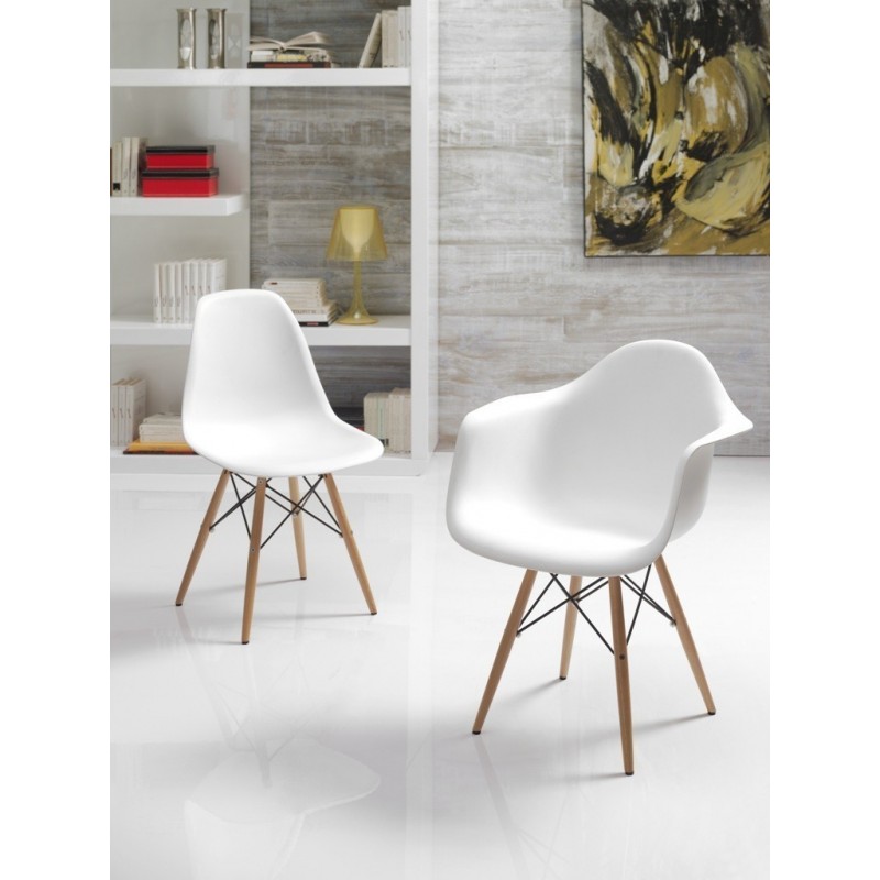 Sillón TOWER PP (H), madera, polipropileno blanco