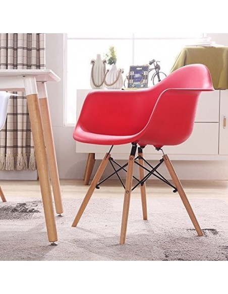 Sillón TOWER PP, madera, polipropileno rojo