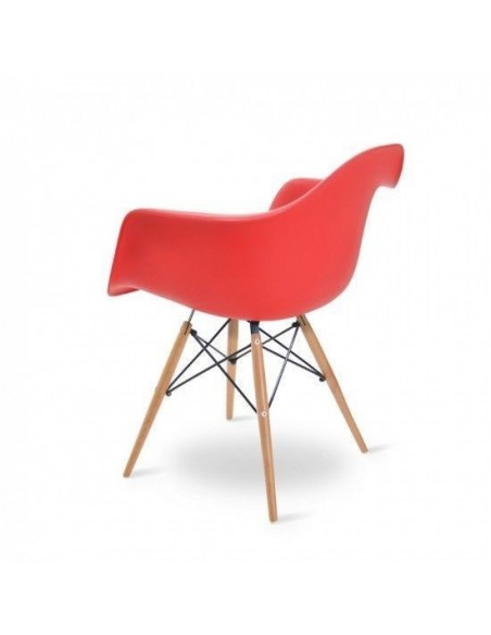 Sillón TOWER PP, madera, polipropileno rojo