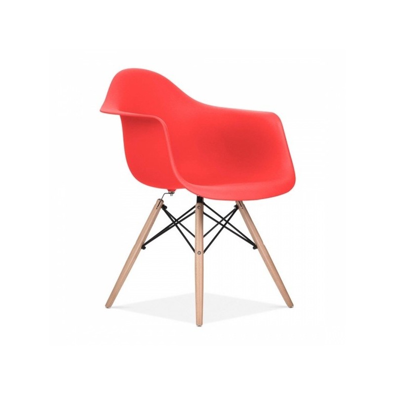 Sillón TOWER PP, madera, polipropileno rojo