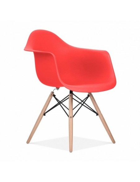 Sillón TOWER PP, madera, polipropileno rojo