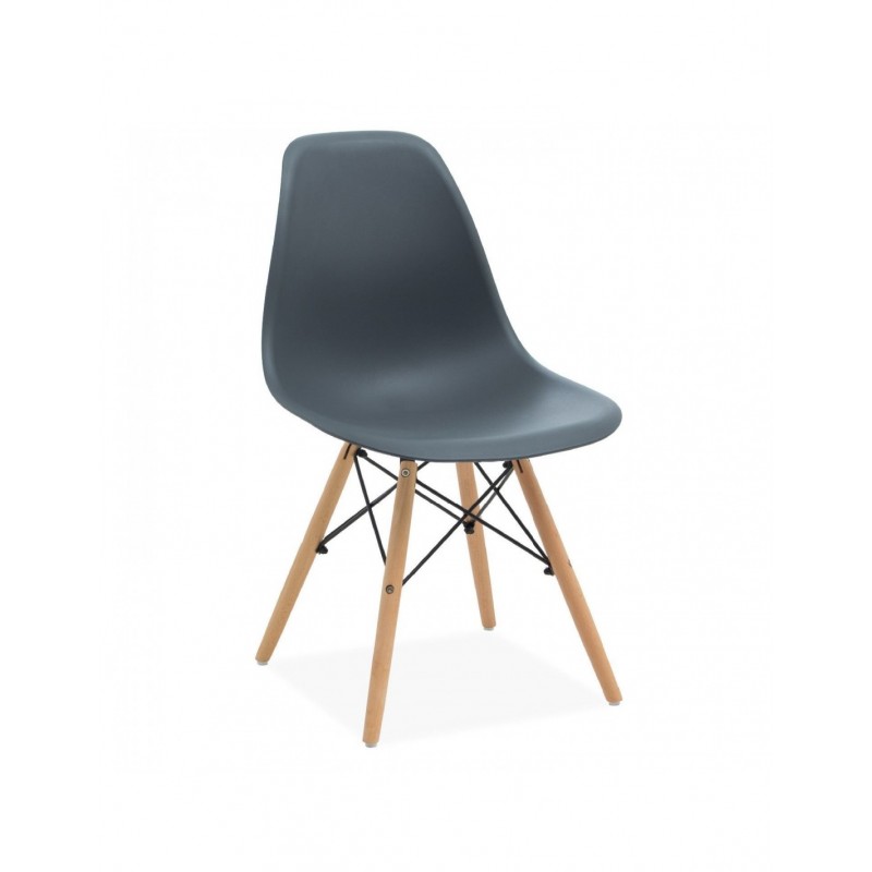 Silla TOWER PP, madera, polipropileno gris oscuro