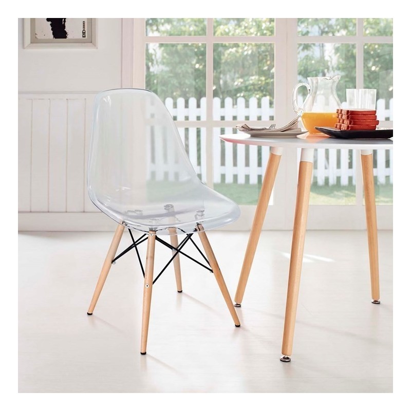 Silla TOWER, madera, carcasa transparente