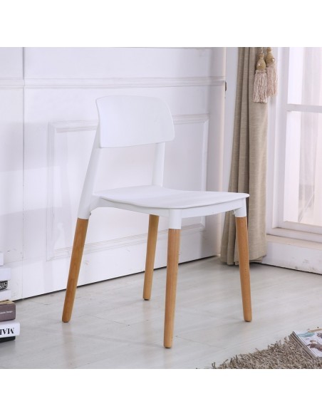 Silla CROSCAT (TS), madera, polipropileno blanco