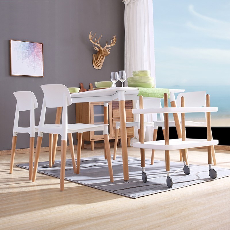 Silla CROSCAT (TS), madera, polipropileno blanco