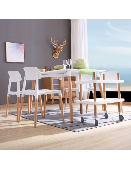 Silla CROSCAT (TS), madera, polipropileno blanco