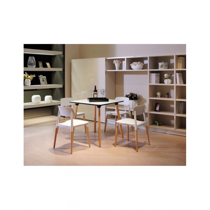Silla CROSCAT (TS), madera, polipropileno blanco