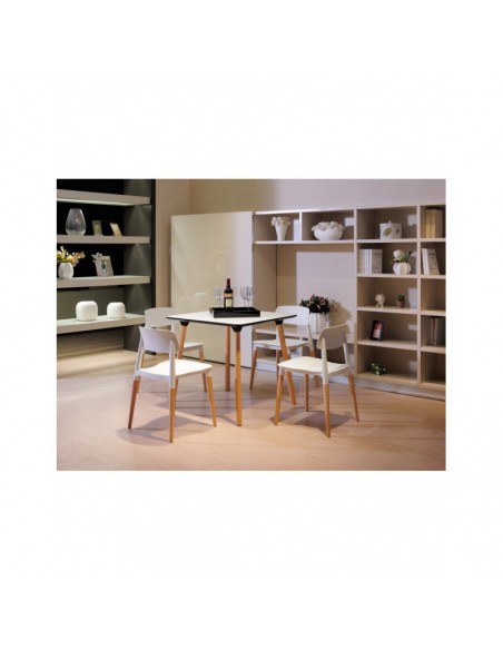 Silla CROSCAT (TS), madera, polipropileno blanco