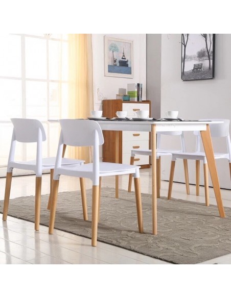 Silla CROSCAT (SU), madera, polipropileno blanco