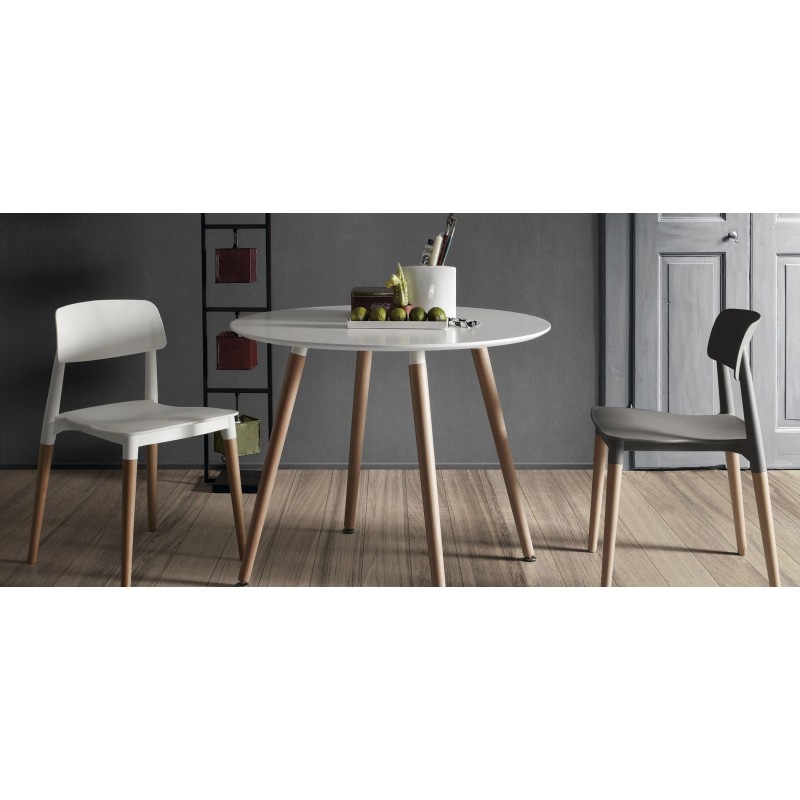 Silla CROSCAT (TO), madera, polipropileno gris...