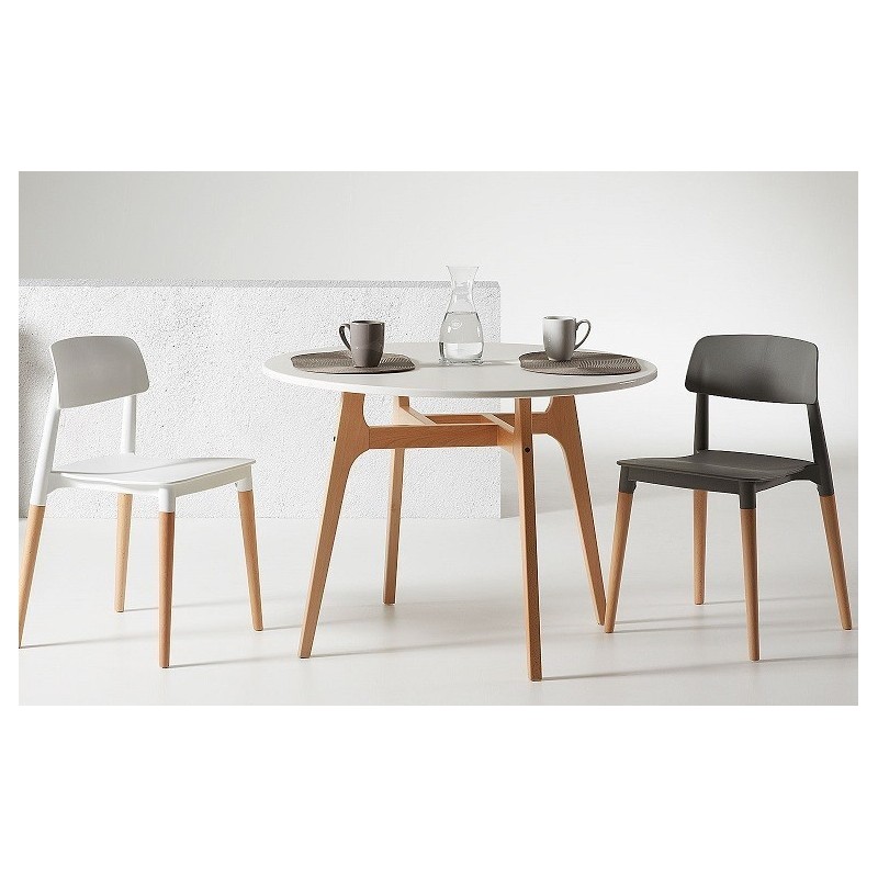 Silla CROSCAT (TO), madera, polipropileno gris...