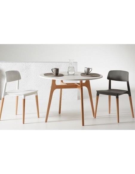 Silla CROSCAT (TO), madera, polipropileno gris oscuro
