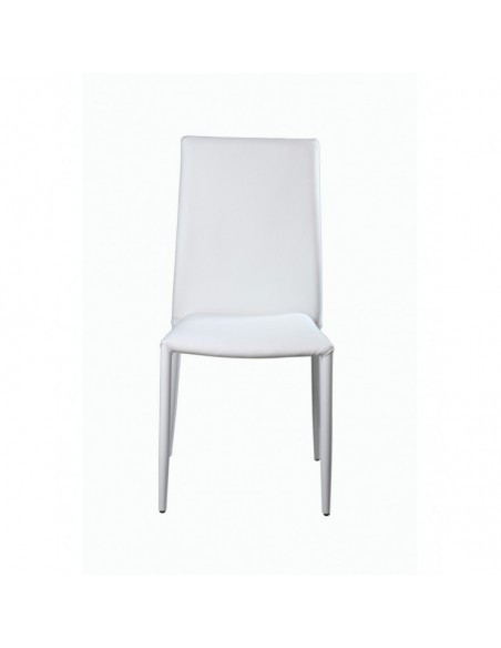 Silla ANNA, apilable, similpiel blanca