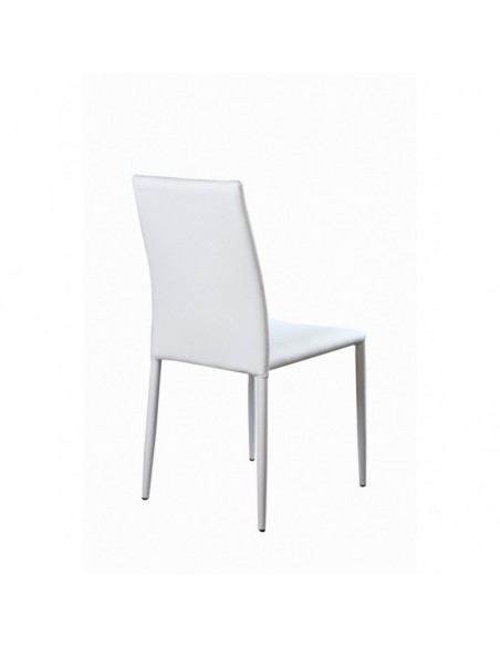 Silla ANNA, apilable, similpiel blanca