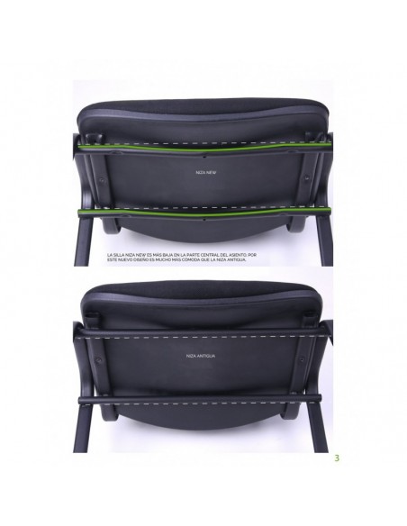 Silla NIZA NEW AM, chasis epoxi negro, tejido A1, color negro