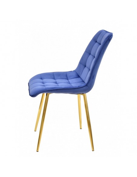 Silla GILDA, metal, dorado, tejido velvet azul