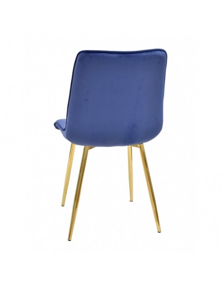 Silla GILDA, metal, dorado, tejido velvet azul