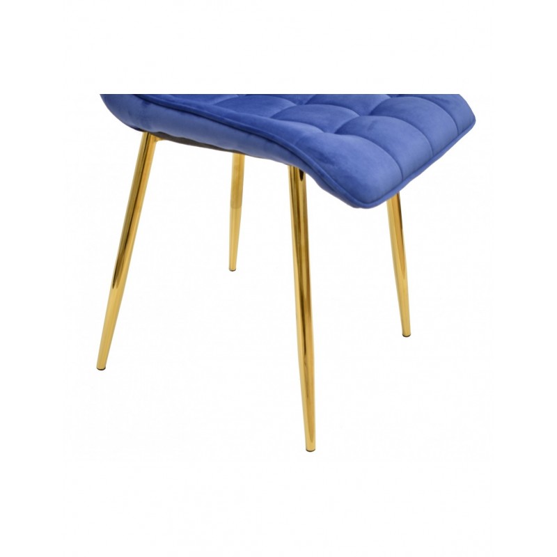 Silla GILDA, metal, dorado, tejido velvet azul
