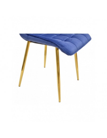 Silla GILDA, metal, dorado, tejido velvet azul